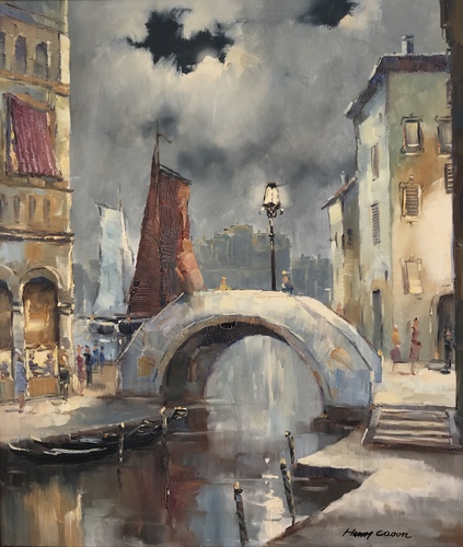 Öl / Lw., HxB 80x70 cm, sign. "Henry Cavon" schwarz