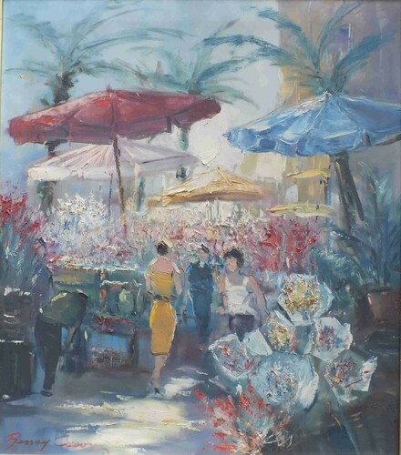 Öl / Lw., HxB 80x70 cm, sign. "Henry Cavon" rot