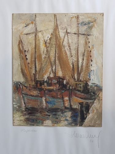 Tempera / Pappe, HxB 50x40 cm, bez./sign./dat. 80 auf Unterpapier