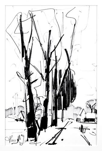 Filzstift / Papier, HxB PP 29,2x19,2 cm, sign./dat. 83 